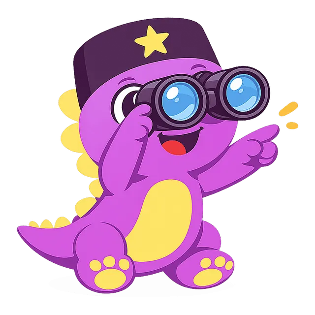 IqraSaurus dino with binoculars